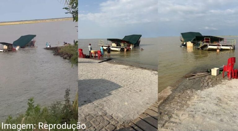 Bar flutuante no Cais de Remanso afunda no Rio São Francisco Bar flutuante no Cais de Remanso afunda no Rio São Francisco
